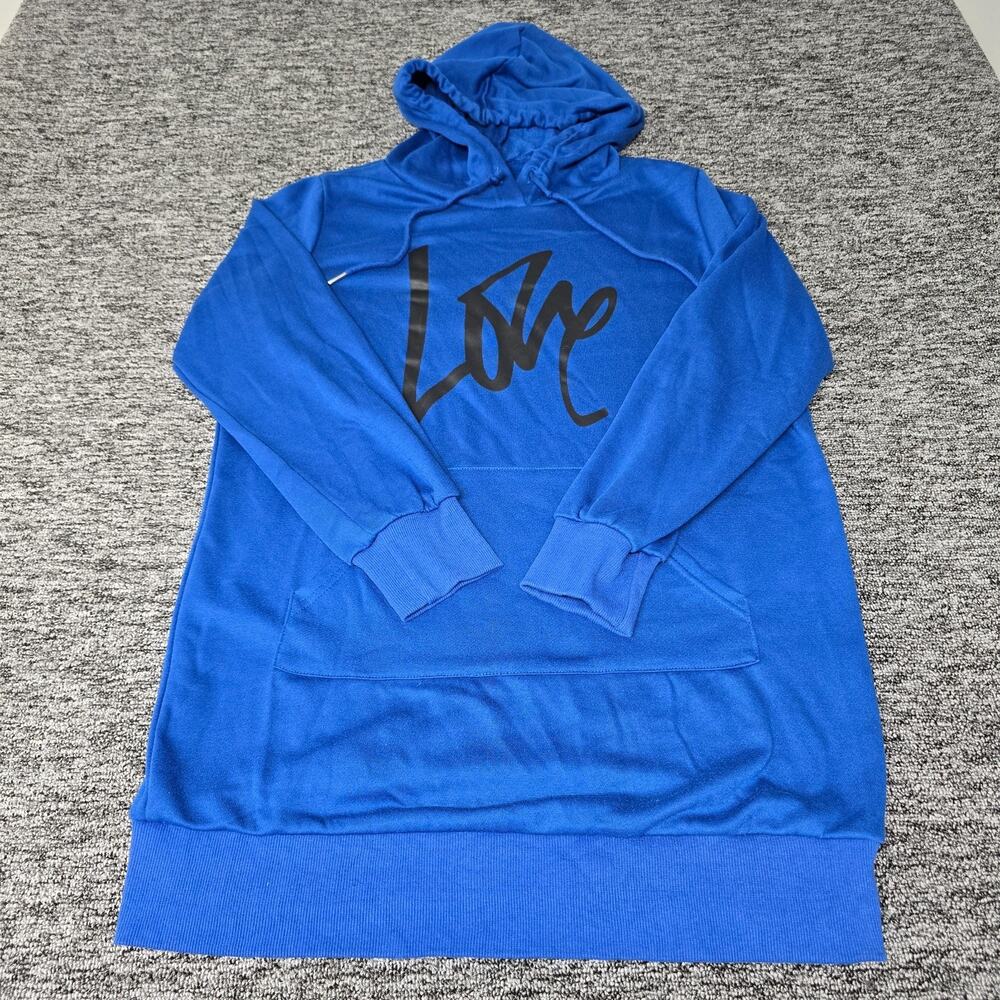 Love Hoodie Women's XL Blue Long Sleeve Kangaroo Pocket Comfort Long Length